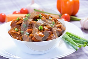 Baked eggplant with vegetables