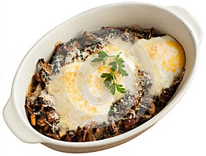 Baked eggs with mushrooms