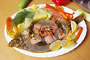 Baked fish flounder