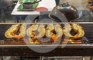 Baked fish at a market in Bangkok.