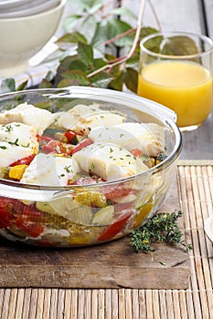 Baked fish with vegetables