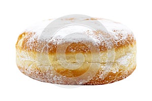 baked german doughnut or berliner with powdered sugar