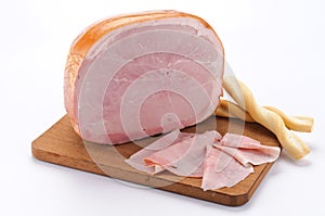 Baked ham on wooden board