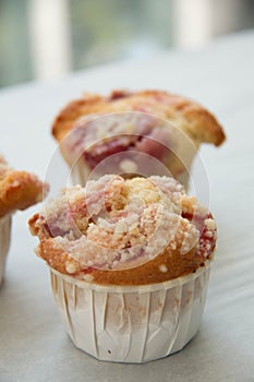 Baked handmade cherry muffins