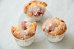 Baked handmade cherry muffins