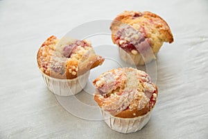 Baked handmade cherry muffins