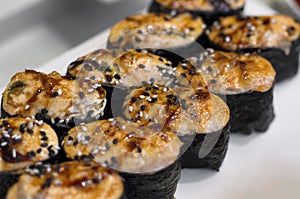 Baked Japanese sushi rolls