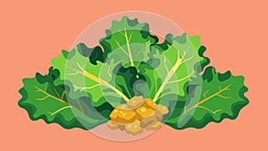 Baked kale chips tossed in olive oil and es for a crunchy and flavorful snack thats also packed with nutrients.. Vector photo