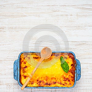 Baked Lasagna Pasta with Copy Space