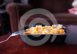baked macaroni and cheese in small casserole