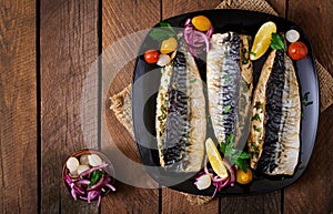 Baked mackerel with herbs