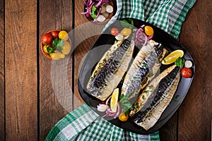 Baked mackerel with herbs