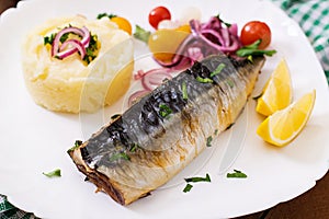 Baked mackerel with herbs
