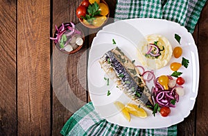 Baked mackerel with herbs