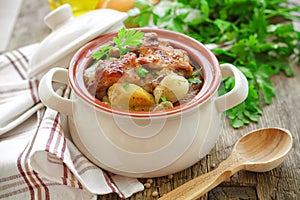 Baked meat with potato