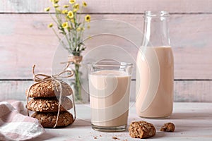 Baked milk with oatmeal cookies