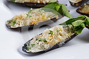 Baked mussels with the cheese