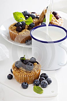 Baked oatmeal muffins with blueberry