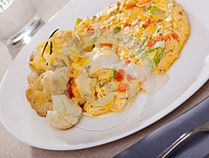 Baked omelet with cauliflower on a plate