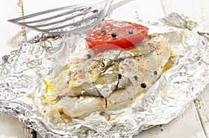 Baked pangasius in tin foil