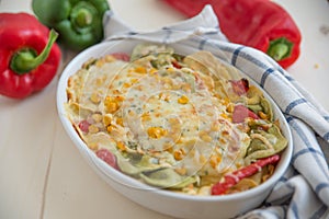 Baked pasta with vegetables