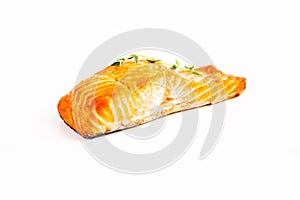 Baked piece of fresh trout with thyme