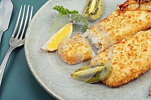 Baked pollock crusted fish fillets