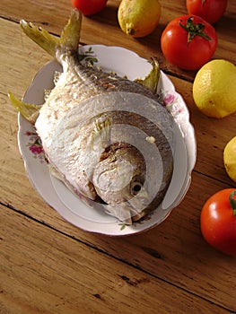 Baked pomfret seafood