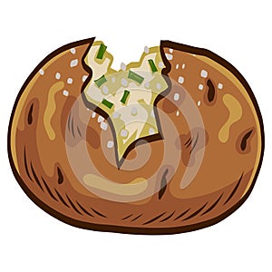 Baked Potato Drawing Vector Illustration