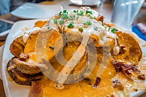 Baked potato slices with melted cheese appetizer