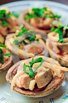 Baked potatoes with herring