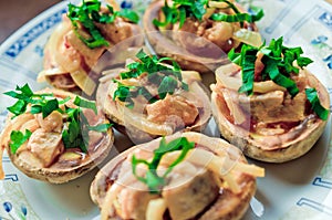 Baked potatoes with herring