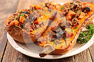 Baked pumpkin with beef