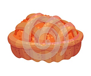 Baked Pumpkin Pie with Crust as Thanksgiving Day Attribute Vector Illustration