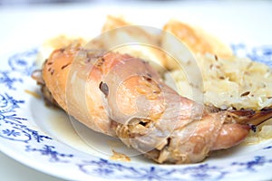 Baked rabbit meat