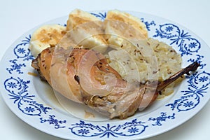 Baked rabbit meat