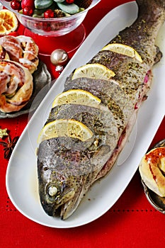 Baked rainbow trout with lemon