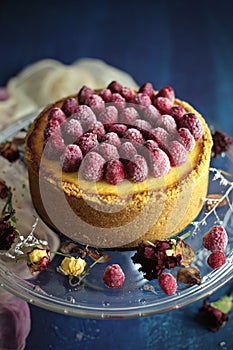 Baked raspberry cheesecake