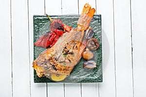 Baked red perch