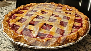 Baked Rhubarb Pie With Golden Crust