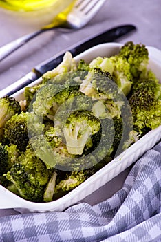 Baked roasted garlic parmesan and olive oil broccoli