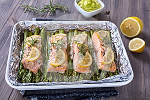 Baked Salmon and Asparagus with Wild Garlic Mayonnaise