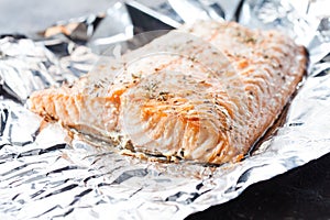 Baked salmon on the foil