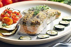 baked salmon with herbs eschar