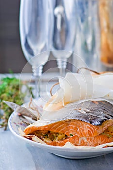 The baked salmon in parchment