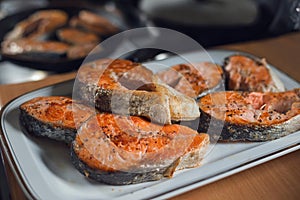 Baked salmon on a plate