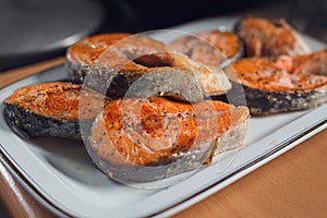 Baked salmon on a plate