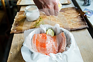 Baked salmon preparation