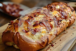 Baked sandwich with bacon and cheese