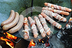 Baked sausages photo